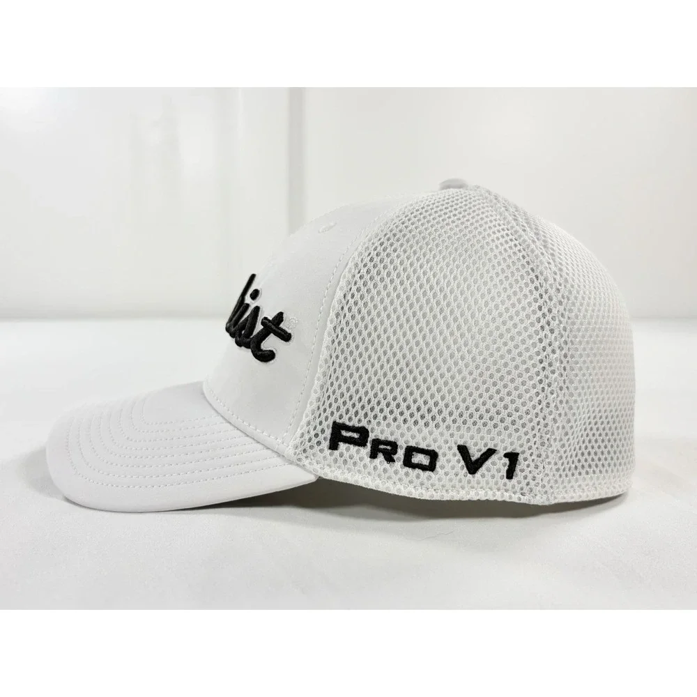 Titleist Tour Performance Mesh Fitted Golf Hat UPF 50+ FootJoy Pro V1 White S/M